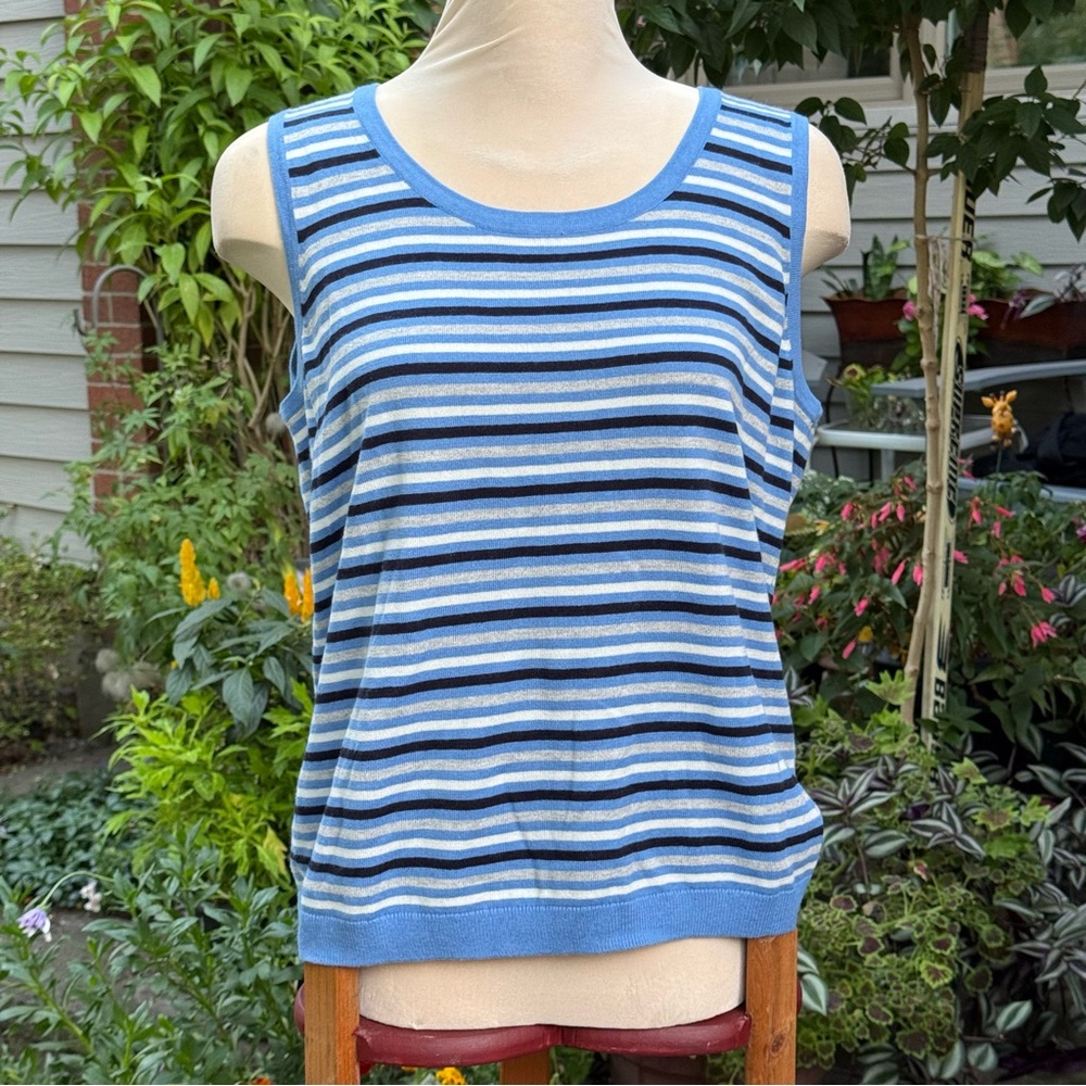 Talbots Blue and White Striped Tank Top
